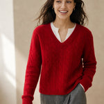 Ondine V-Neck Cashmere Pullover — Red, banana_republic product shot