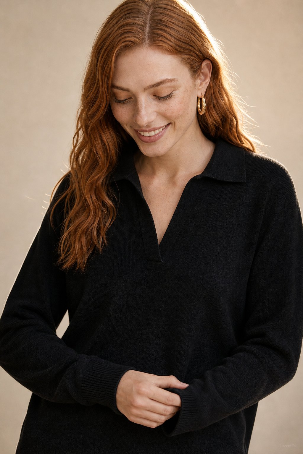 Palermo Polo Knit Set — Black, studio product shot