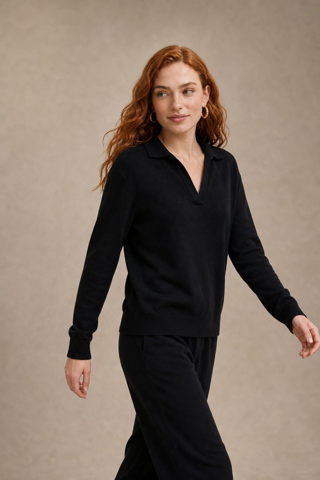 Palermo Polo Knit Set — Black, studio product shot
