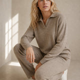 Palermo Polo Knit Set — Camel, studio product shot