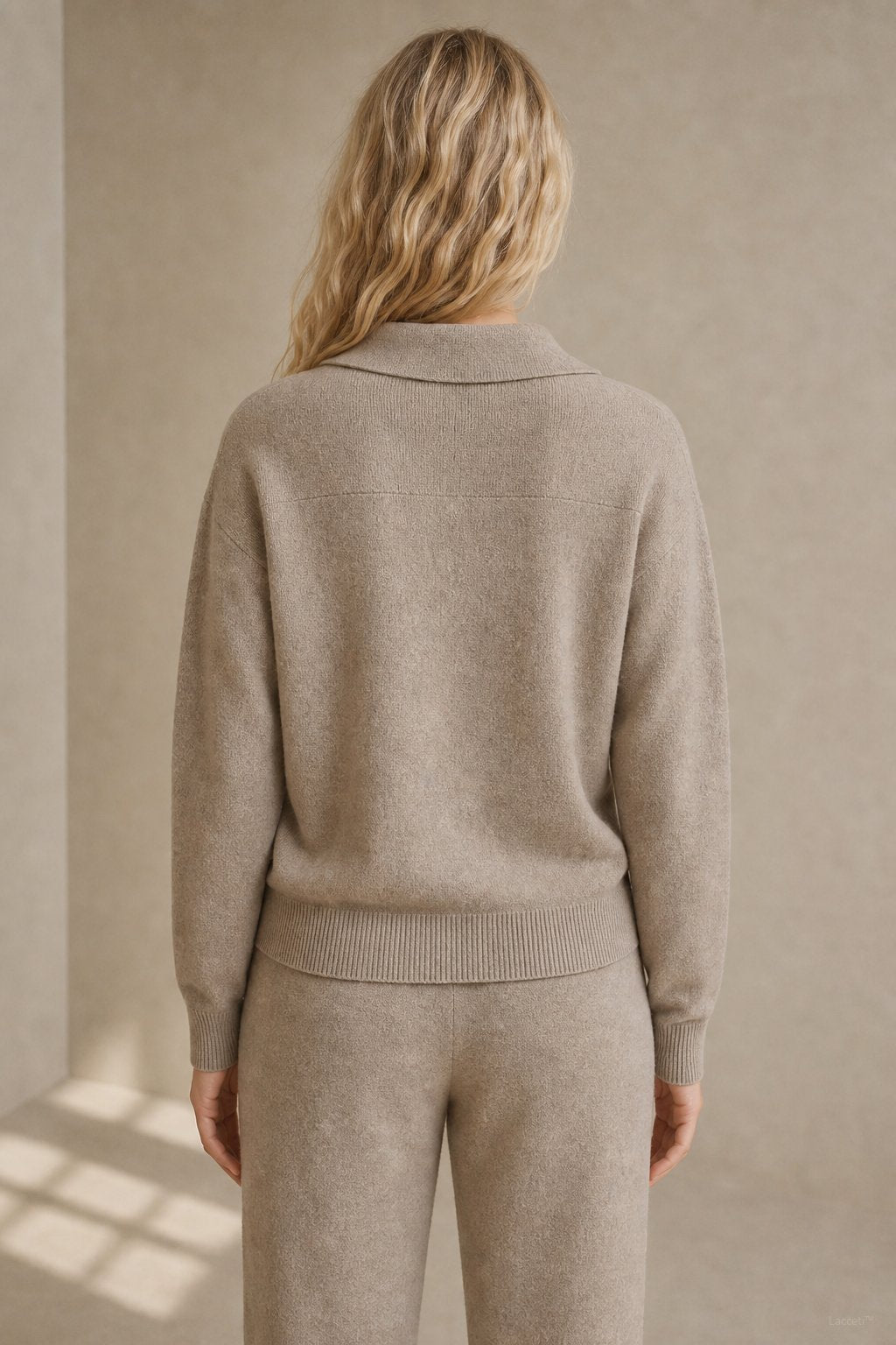 Palermo Polo Knit Set — Camel, studio product shot