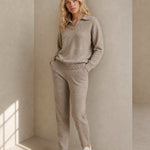 Palermo Polo Knit Set — Camel, studio product shot