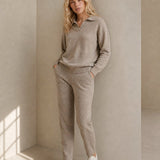 Palermo Polo Knit Set — Camel, studio product shot