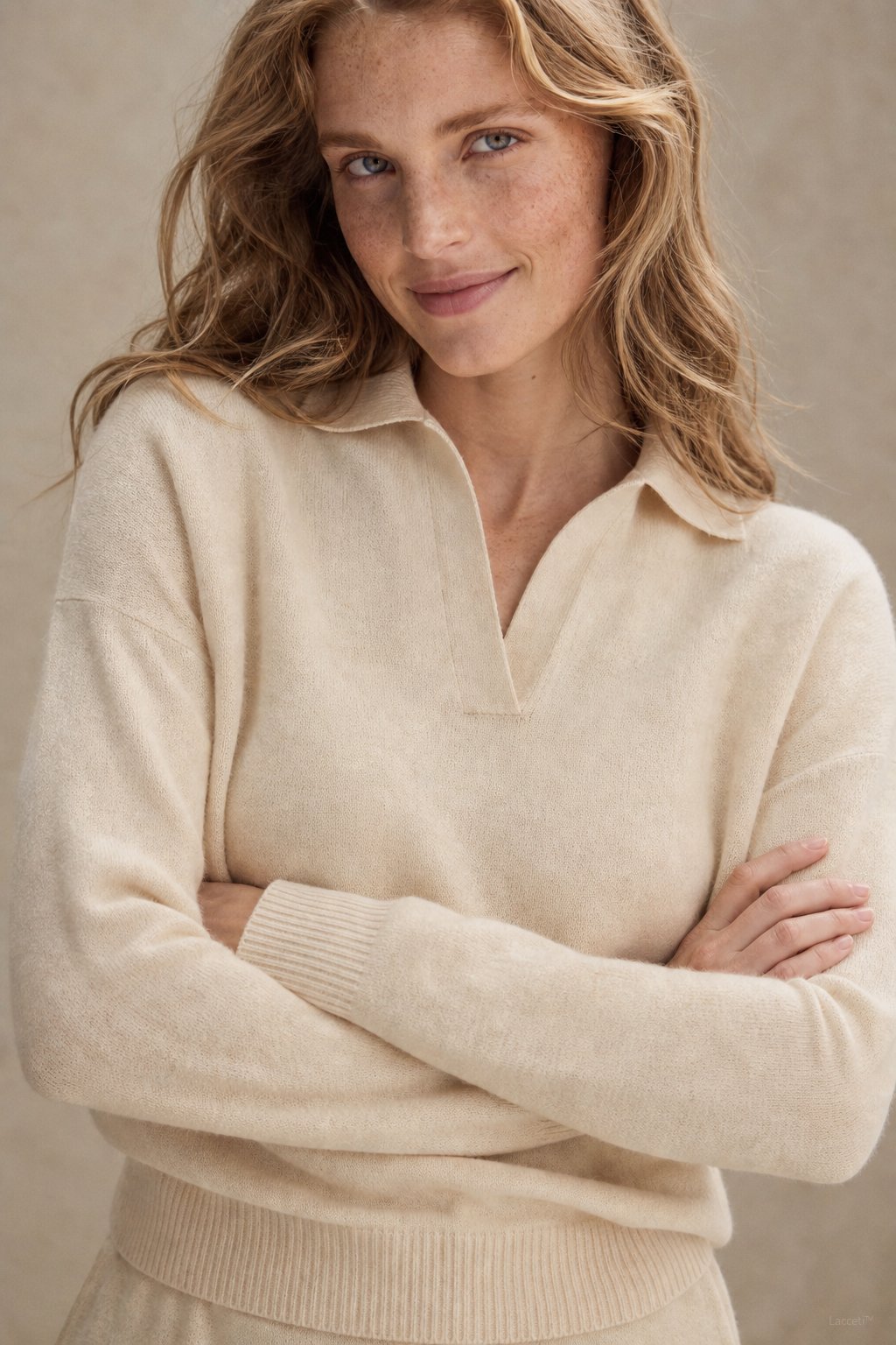 Palermo Polo Knit Set — Khaki, studio product shot