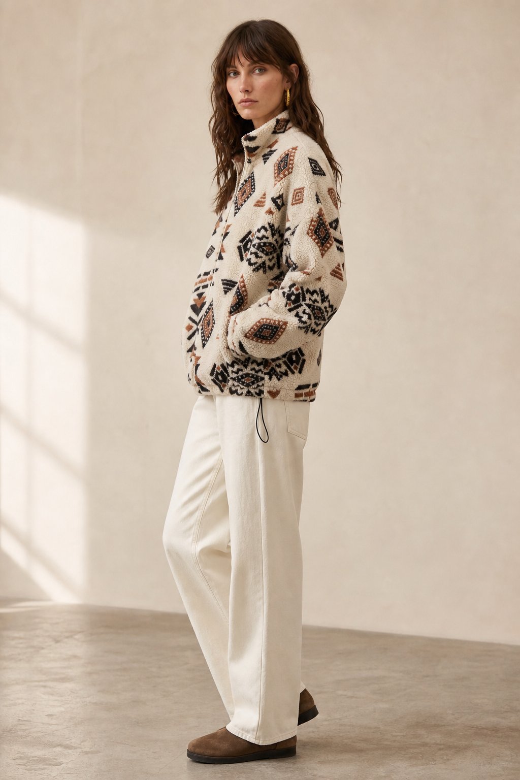 Romane Fleece Jacket — Beige, banana_republic product shot