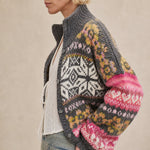 Sidonie Floral Embroidered Cardigan — Grey, banana_republic product shot