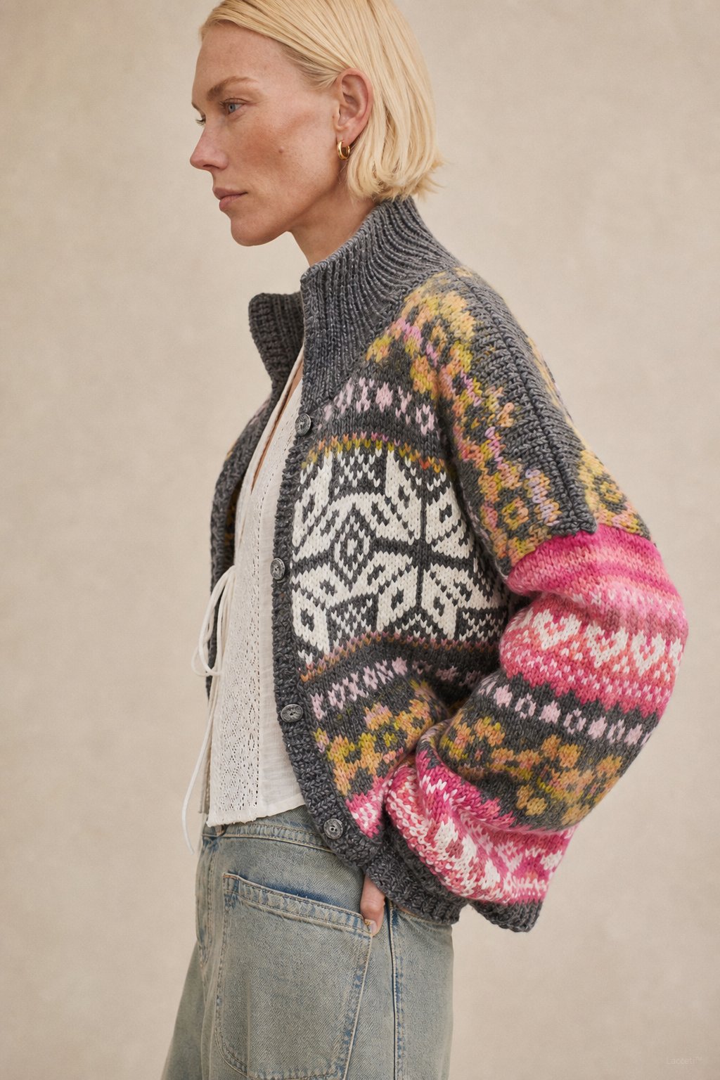 Sidonie Floral Embroidered Cardigan — Grey, banana_republic product shot