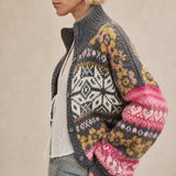 Sidonie Floral Embroidered Cardigan — Grey, banana_republic product shot