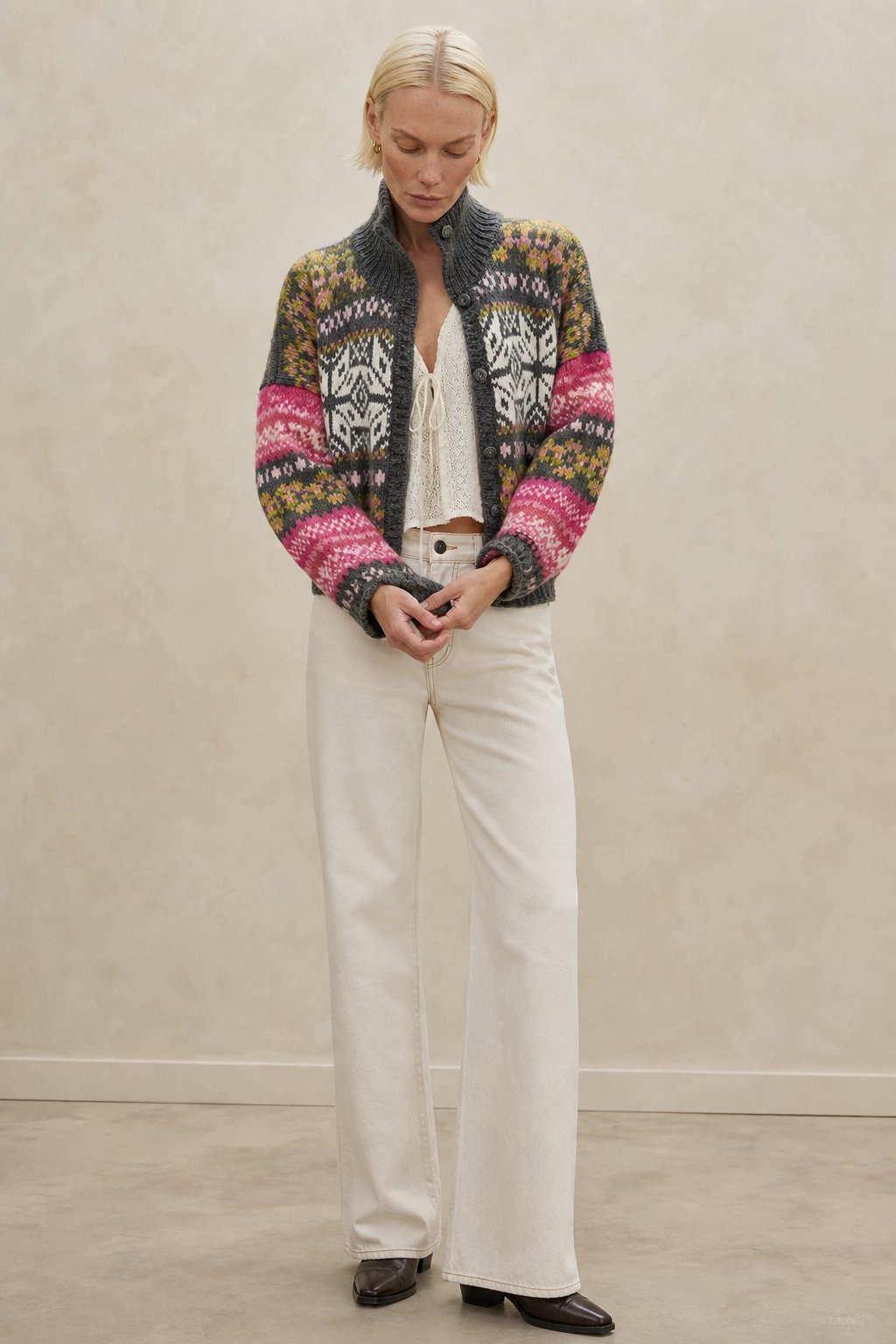 Sidonie Floral Embroidered Cardigan — Grey, banana_republic product shot