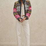 Sidonie Floral Embroidered Cardigan — Grey, banana_republic product shot