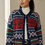 Sidonie Floral Embroidered Cardigan — Navy, banana_republic product shot