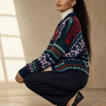 Sidonie Floral Embroidered Cardigan — Navy, banana_republic product shot