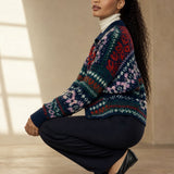 Sidonie Floral Embroidered Cardigan — Navy, banana_republic product shot