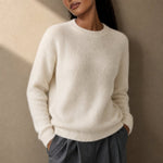Siena Soft 100% Merino Wool Sweater — White, studio product shot
