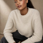Siena Soft 100% Merino Wool Sweater — White, studio product shot