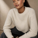 Siena Soft 100% Merino Wool Sweater — White, studio product shot