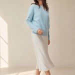 Solène Cashmere O-Neck Pullover — Blue, banana_republic product shot