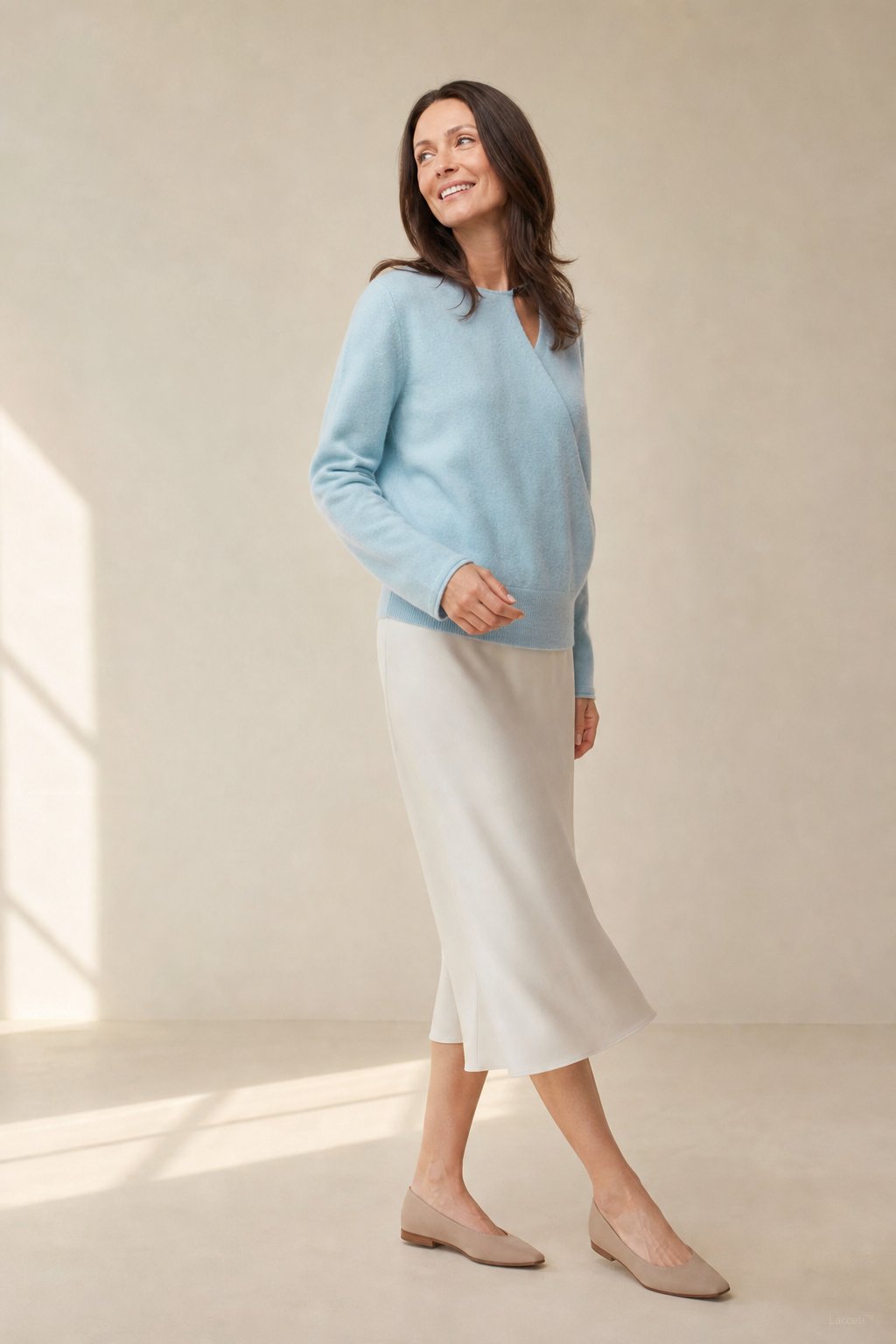 Solène Cashmere O-Neck Pullover — Blue, banana_republic product shot