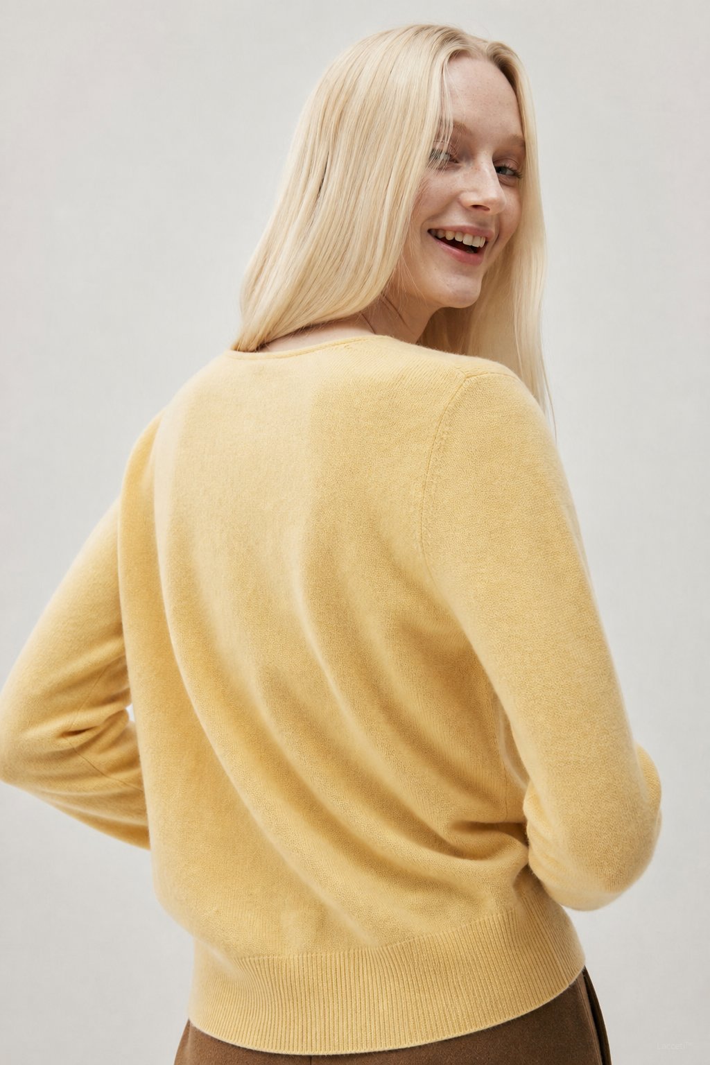 Solène Cashmere O-Neck Pullover — Yellow, banana_republic product shot