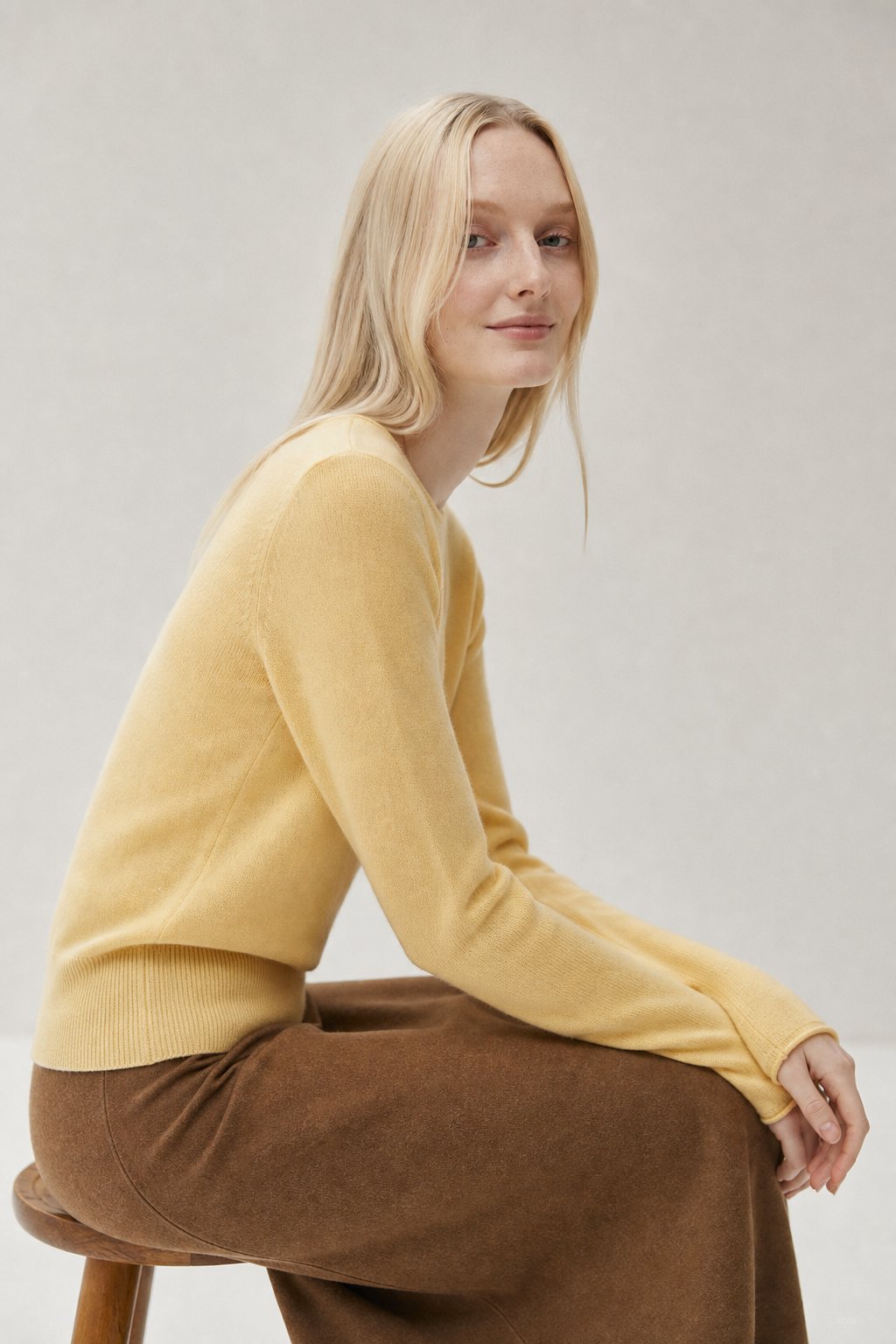 Solène Cashmere O-Neck Pullover — Yellow, banana_republic product shot