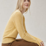Solène Cashmere O-Neck Pullover — Yellow, banana_republic product shot