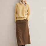 Solène Cashmere O-Neck Pullover — Yellow, banana_republic product shot