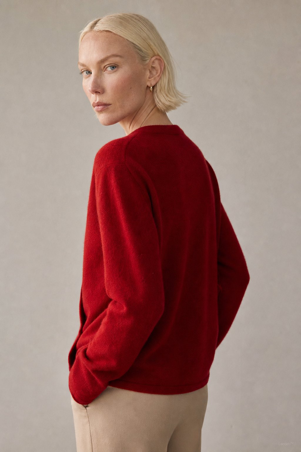 Solène Cashmere O-Neck Pullover — Red, banana_republic product shot