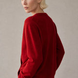 Solène Cashmere O-Neck Pullover — Red, banana_republic product shot