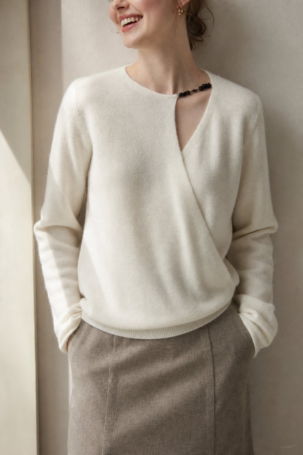 Solène Cashmere O-Neck Pullover — White, banana_republic product shot