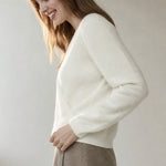 Solène Cashmere O-Neck Pullover — White, banana_republic product shot
