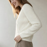 Solène Cashmere O-Neck Pullover — White, banana_republic product shot