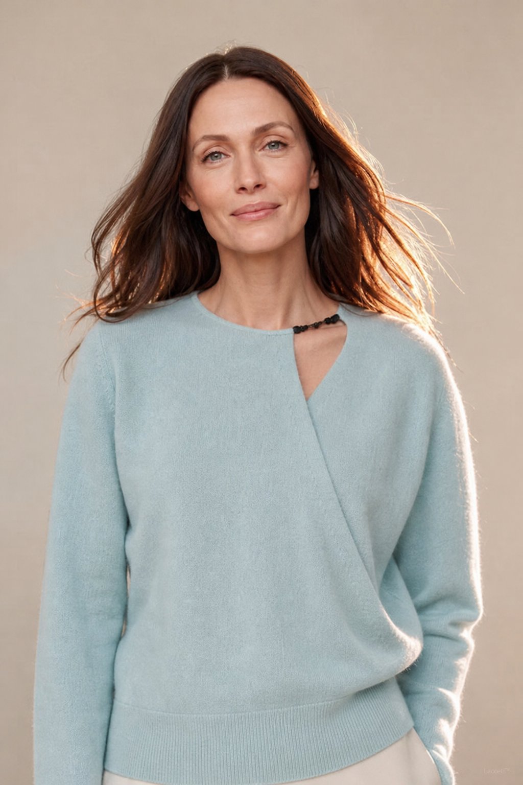 Solène Cashmere O-Neck Pullover — Blue, banana_republic product shot