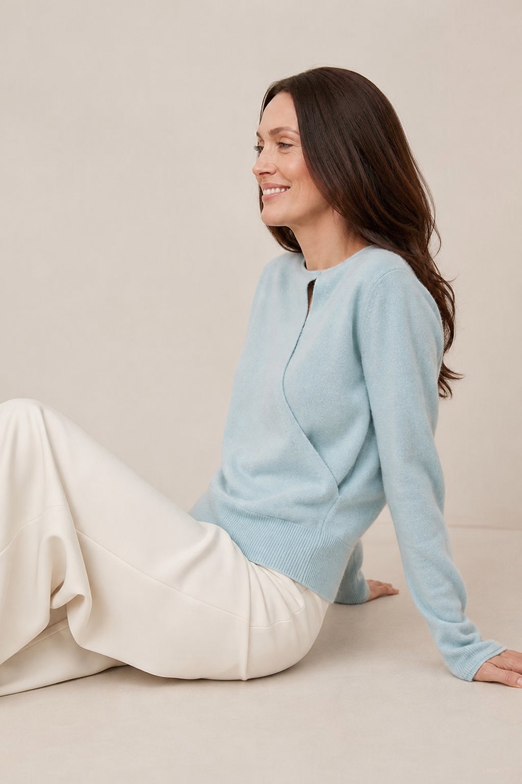 Solène Cashmere O-Neck Pullover — Blue, banana_republic product shot