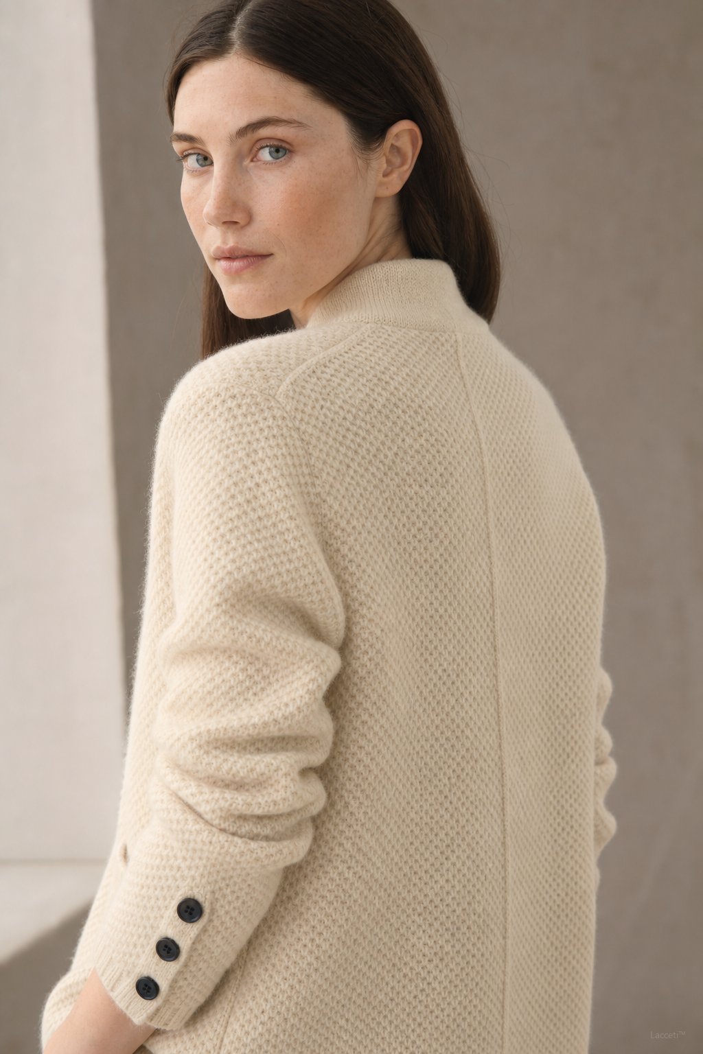 Solène Waffle-Knit Cardigan — Beige, banana_republic product shot