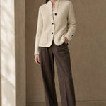 Solène Waffle-Knit Cardigan — Beige, banana_republic product shot