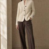 Solène Waffle-Knit Cardigan — Beige, banana_republic product shot