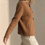 Solène Waffle-Knit Cardigan — Brown, banana_republic product shot