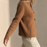 Solène Waffle-Knit Cardigan — Brown, banana_republic product shot
