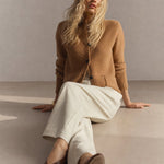Solène Waffle-Knit Cardigan — Brown, banana_republic product shot