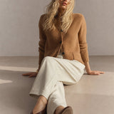 Solène Waffle-Knit Cardigan — Brown, banana_republic product shot