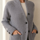 Solène Waffle-Knit Cardigan — Gray, banana_republic product shot