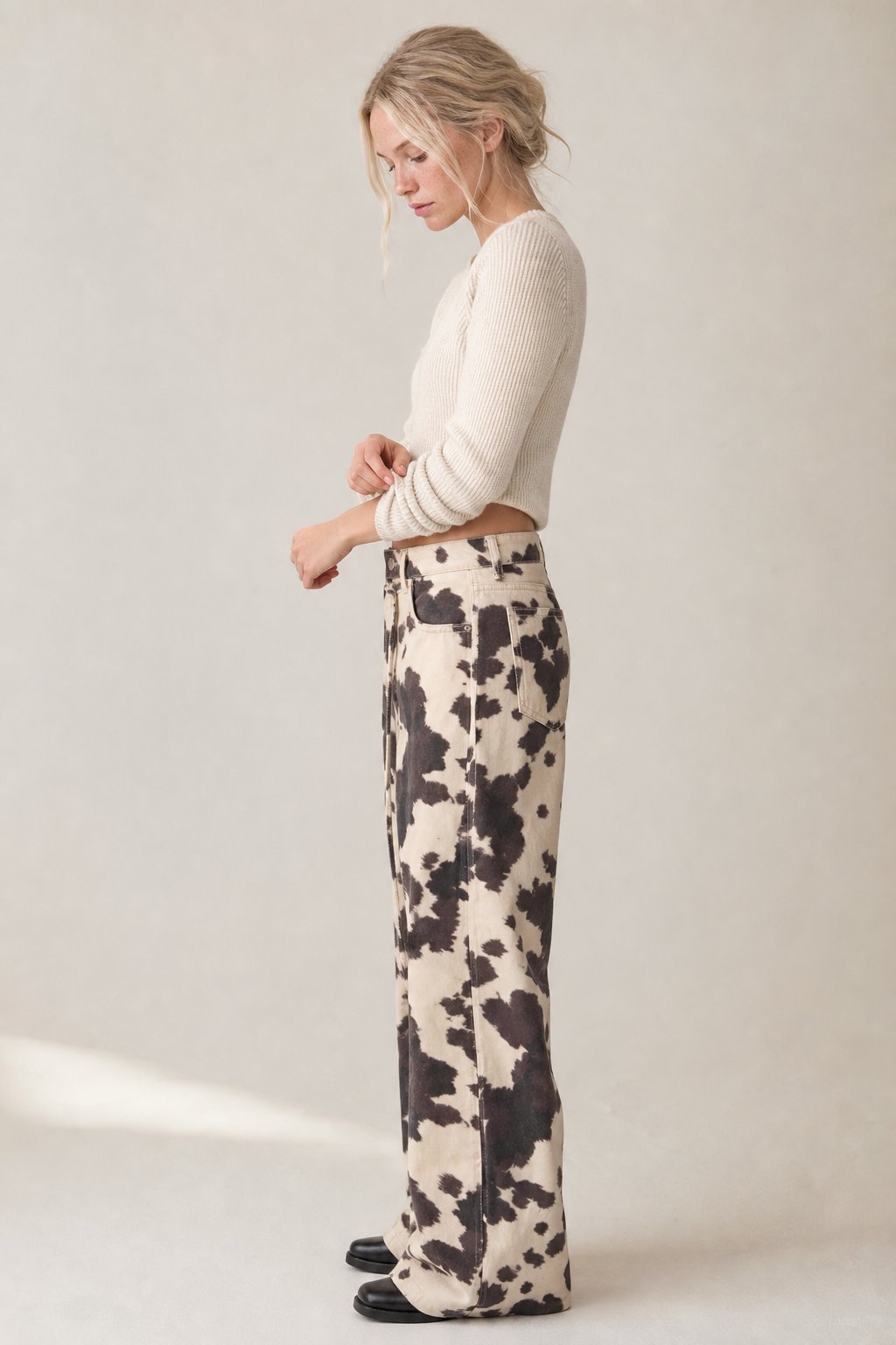 Texas Cowhide Wide-Leg Jean — Cow Print, banana_republic product shot