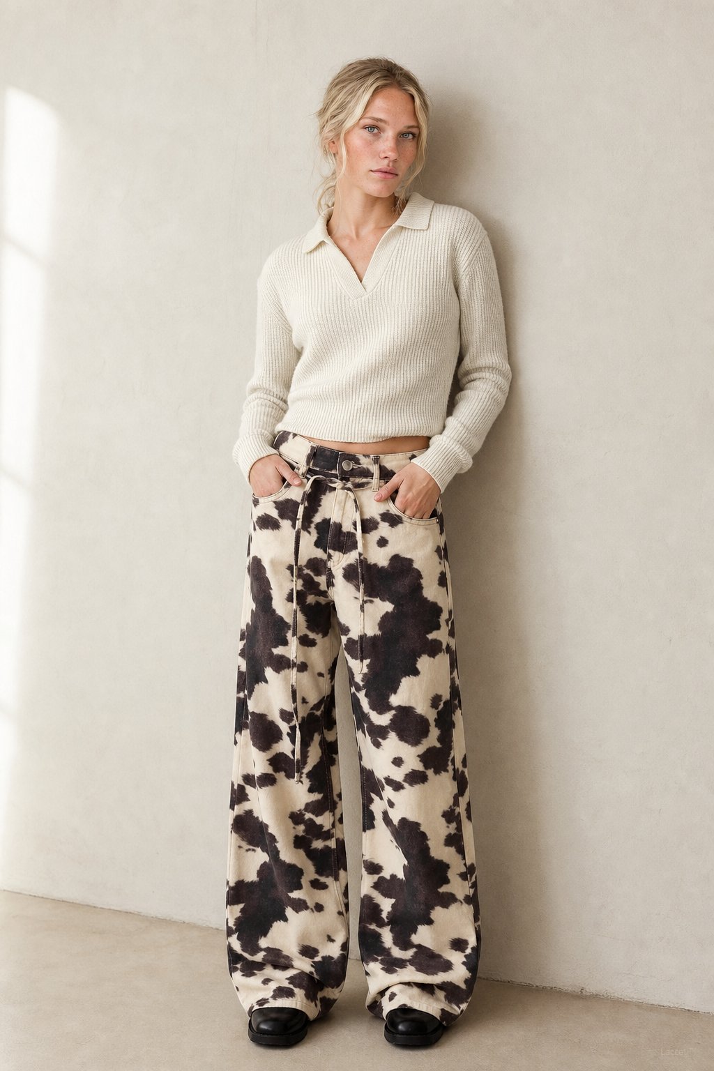 Texas Cowhide Wide-Leg Jean — Cow Print, banana_republic product shot