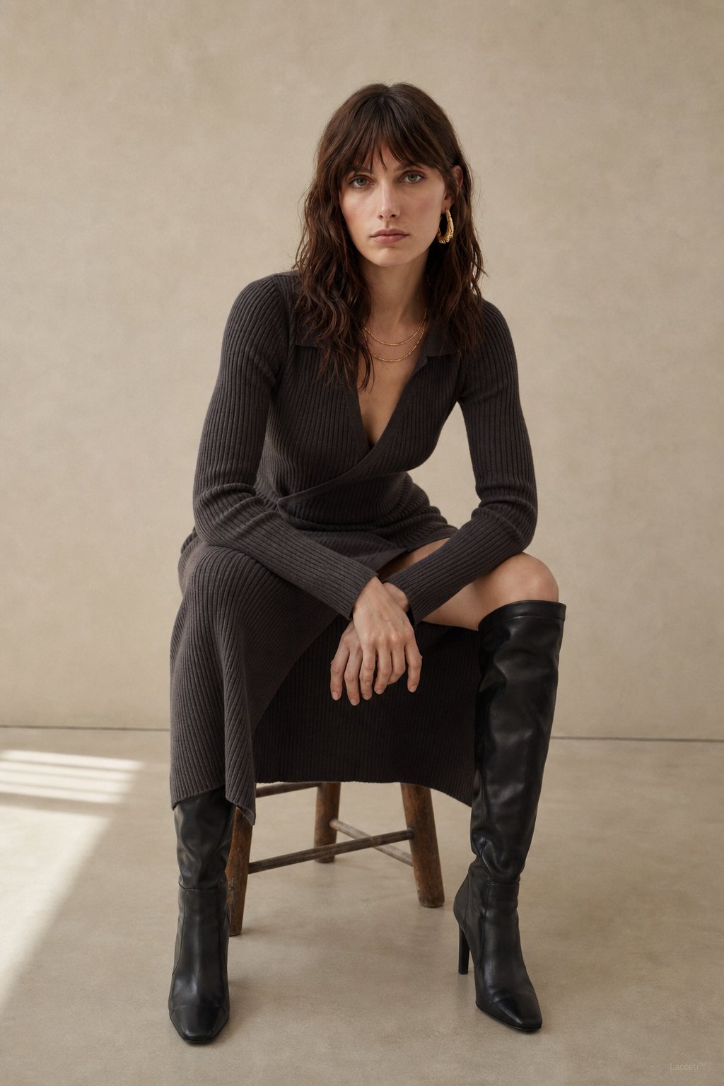 Théa Wrap Midi Dress — Black, banana_republic product shot
