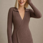 Théa Wrap Midi Dress — Brown, banana_republic product shot