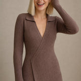 Théa Wrap Midi Dress — Brown, banana_republic product shot