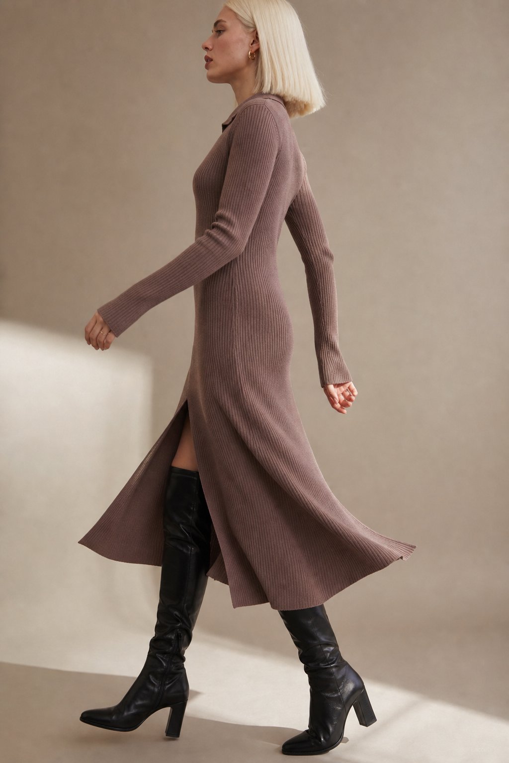 Théa Wrap Midi Dress — Brown, banana_republic product shot