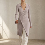 Théa Wrap Midi Dress — Light Gray, banana_republic product shot