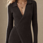 Théa Wrap Midi Dress — Black, banana_republic product shot