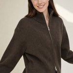 Valérie Minimalist Knit Zip Up — Brown, banana_republic product shot